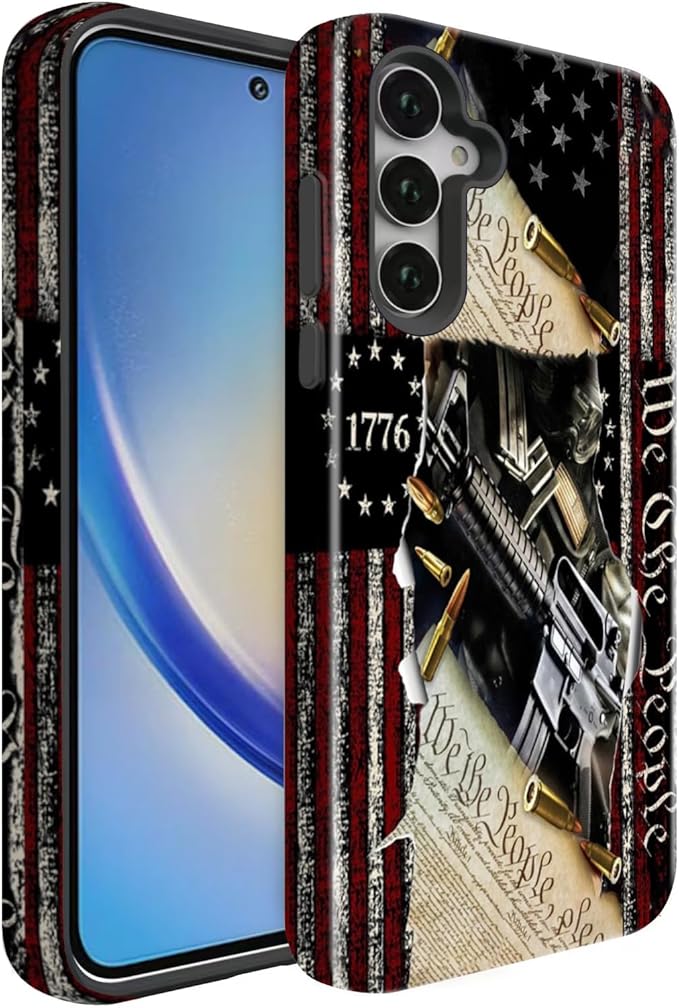 Compatible for Samsung Galaxy S25 Plus 5G Case, Dual Layer Heavy Duty 2 in 1 Shockproof Protective Phone Case,Classic American Flag 1776 We The People