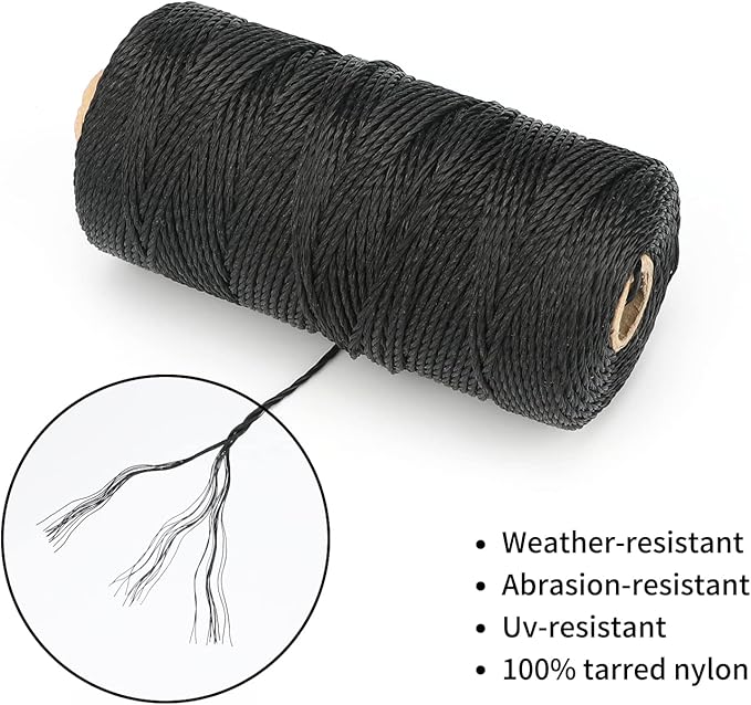 KINGLAKE 426 Feet Nylon Twine #36 Black Nylon String 2mm - Weatherproof Seine Twine for Garden, Fishing, Camping & Netting