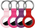 Linsaner [4 Pack] Holder for AirTag 2nd Gen (2026) & 1st Gen, Silicone Case Keychain Key Ring, Protective Cover for Apple for Air Tags, GPS Finder Accessories, Pink/Hot Pink/Deep Purple/Red