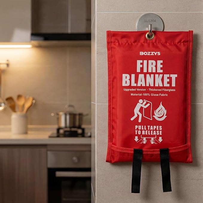 Fire Blanket 3-Pack | Fiberglass Prepared Fire Suppression | 60"x60" Fire Blankets Emergency for Home and Kitchen