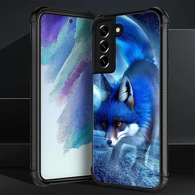 for Samsung Galaxy S21 Plus Case, Snowy Mountain Fox Lake Pattern Graphic Design Girl Boy Soft Silicone Hard Acrylic Shock Protection for Samsung Galaxy S21 Plus
