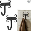 Mystic Colonial Rustic Cast Iron Wall Hooks, Heavy Duty Retro Utility Hooks for Hanging Coat, Bag, Towel, Robe, Hat and More, Mounting Hardware Included, Pack of 2