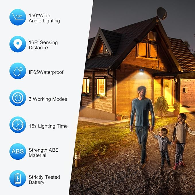 SEZAC Solar Lights Outdoor, 10 Pack Solar Motion Sensor Outdoor Lights with 3 Lighting Modes, IP65 Waterproof Solar Fence Lights for House (Warm White)