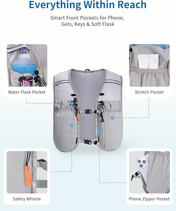 ECOHUB Running Hydration Vest Backpack, Lightweight Hydration Pack Bag Daypack for Hiking Cycling Marathon Backpack Vest for Women Men (No Bladder Included)