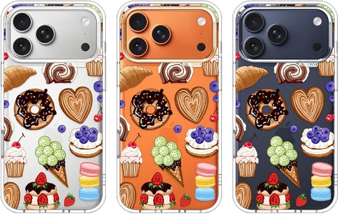 MOSNOVO for iPhone 17 Pro Max Case, Shockproof Military-Grade Protection 6.6ft Drop Tested, Camera Control, Clear Phone Case for iPhone 17 Pro Max, Sweet Treats Design