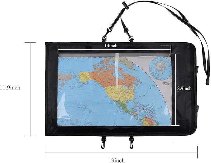 KOSIBATE Map Case, Waterproof Military Hiking Map Pouch Holder with Clear Window & Lanyard