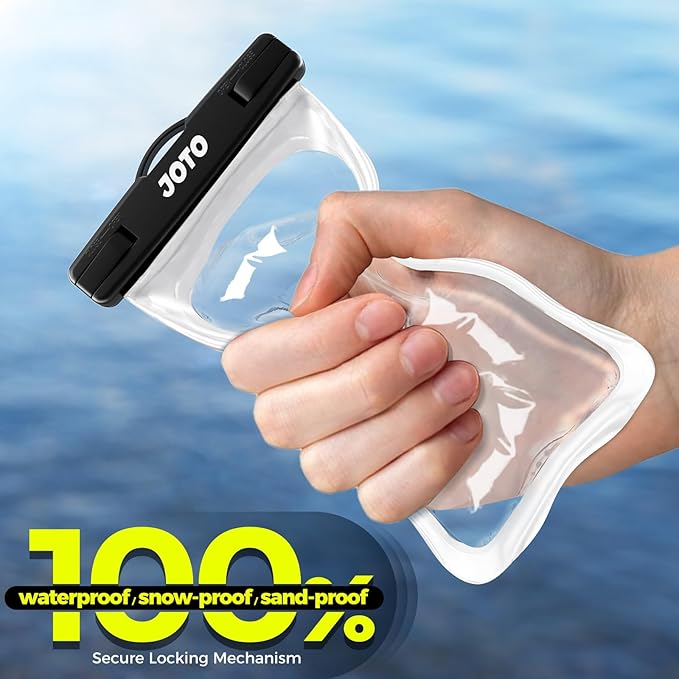 JOTO Up to 7" Universal Waterproof Phone Case for iPhone 17 Air 16 15 14 13 12 11 Plus Pro Max, IPX8 Cellphone Dry Bag XR X SE, Galaxy S23 S22 S21 S20+ S20 S10 Plus Note, Pixel -Clear