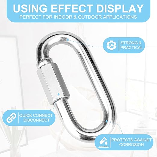 1Pcs 4.16 Inch 316 Heavy Duty Stainless Steel Screw Chain Quick Links, Carabiner, 2500 LBS Capacity, Large Opening Chain Connector for Big Chain Connecting, Hammock Hanging, Hiking, Camping