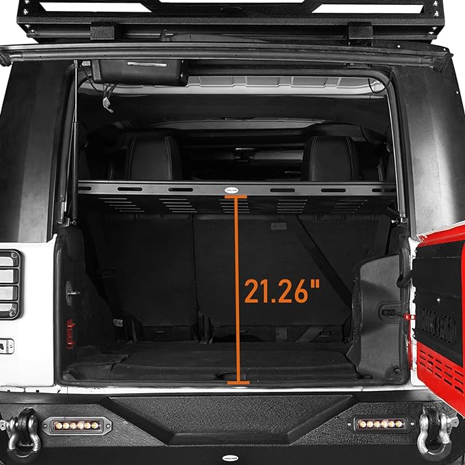 Hooke Road Rear Trunk Cargo Rack Basket Tray for 2007-2026 Jeep Wrangler JK JL 4-Door Hardtops, Sturdy Steel Shelf for Camping Trip Gear