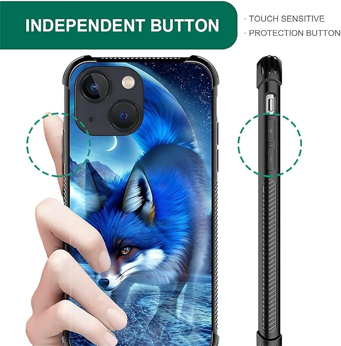 for iPhone 13 Case, Snowy Mountain Fox Lake Pattern Graphic Design Girl Boy Soft Silicone Hard Acrylic Shock Protection for iPhone 13