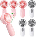 Rossesay 6 Pcs Mini Portable Fan Bulk Cute Handheld Lightweight Small Little Personal Hand Eyelash Fan 3 Speeds USB Rechargeable for Women Men Indoor Outdoor Makeup Travel (Whit,Pink)