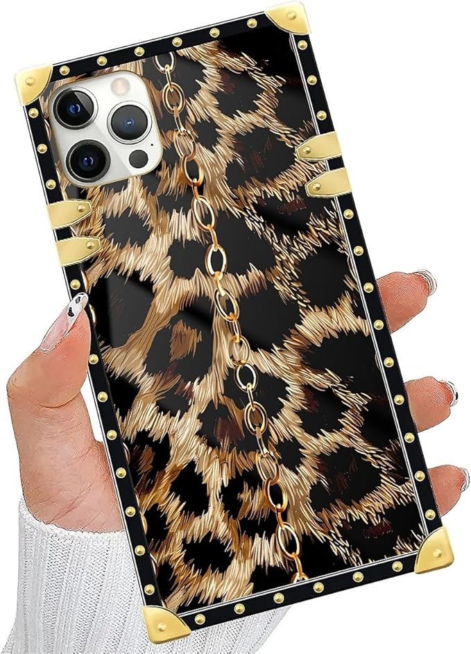 Compatible with iPhone 11 Pro Max Case, Seamless Gold Chain Leopard Luxury Golden Decoration for Girl Women Soft TPU Shockproof Protective Hard PC Back for iPhone 11 Pro Max