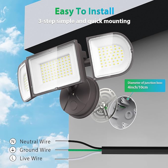 iMaihom 140W Flood Lights Outdoor, 14000LM Ultra Bright LED Flood Light Outdoor, 3 Adjustable Heads Security Lights, IP65 Waterproof Outside Flood Light, 6500K Floodlight for Yard Garage Court (Brown)