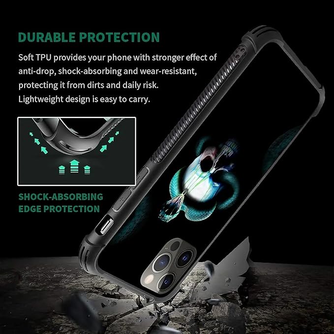 for iPhone 11 Pro Max Case, Skeleton Winding Snake Pattern Graphic Design Girl Boy Soft Silicone Hard Acrylic Shock Protection for iPhone 11 Pro Max