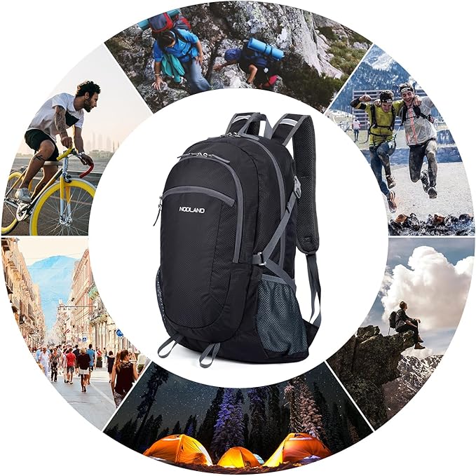 NODLAND Light Weight Packable Backpack for Travel Hiking 45L Foldable Water-Resistant Daypack Hydration Rucksack