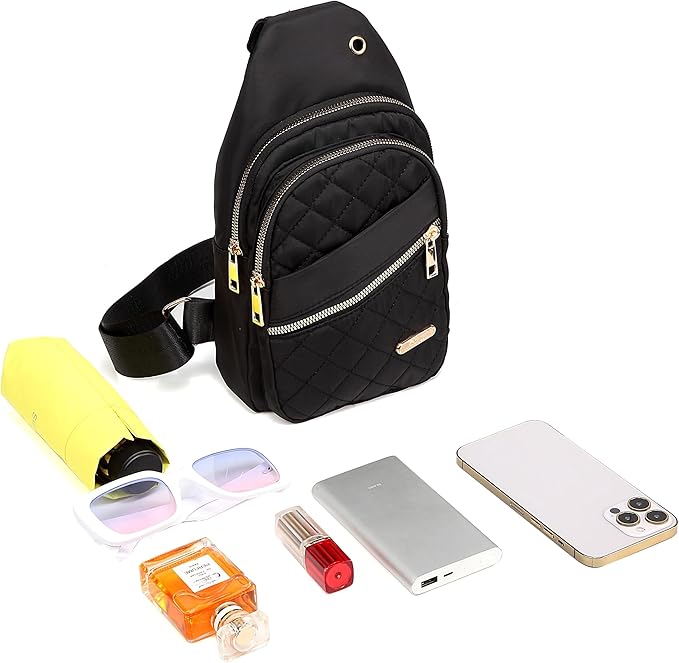 AOSTIHOT Small Sling Backpack for Women, Chest Bag Daypack Crossbody for Travel Sport Running Hiking Black