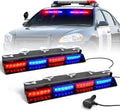 HLauto 6Z4J Emergency Dash Strobe Lights: 2x16.8 inch Red Blue Safety Lights, 48 LED Flashing Warning Hazard Interior Windshield Visor Traffic Light Bar for Trucks, Construction Vehicles