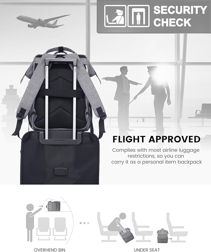 LOVEVOOK 17.3 Inch Laptop Backpack, Large Travel Backpack for Women, Water Resistant Teacher Backpack with Laptop Compartment, Professional Business Work bags with Charger, Austere Grey