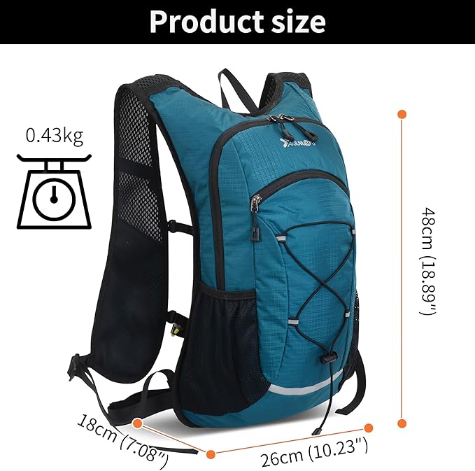 DOJUNS Hiking Backpack Lightweight Travel Backpack 20L Waterproof Hiking Daypacks Camping Backpack for Men Women (Lake Blue)