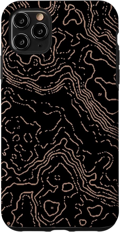 Topography Black & Brown Abstract Pattern Topographic Map Case for iPhone 11 Pro Max
