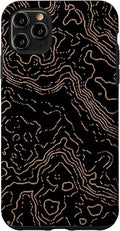 Topography Black & Brown Abstract Pattern Topographic Map Case for iPhone 11 Pro Max