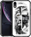 for iPhone XR Case, Lion Cross Jesus Christ Dove Pattern Graphic Design Girl Boy Soft Silicone Hard Acrylic Shock Protection for iPhone XR