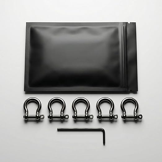 Gold 5/32" Bow Shackle, 5 Pack with Tool, 1433lbs D-Ring Shackle Clasp, Small Stainless Style Anchor Shackle for Paracord Bracelet, Survival Gear