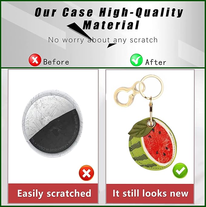 Leather Keychain Holder Case Compatible with AirTag,Cute air tag Cover with Keychain Ring,GPS Tracker Case for Keys