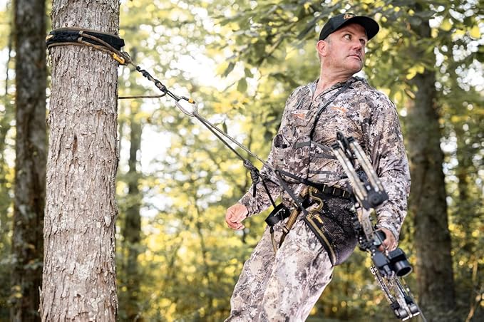 Hunter Safety System SlapStrap: Rope Management System for Saddle Hunting and Tree Stand Safety – Secure Lineman’s and Tether Rope with MOLLE Loops, Gear Storage & Included Pouch