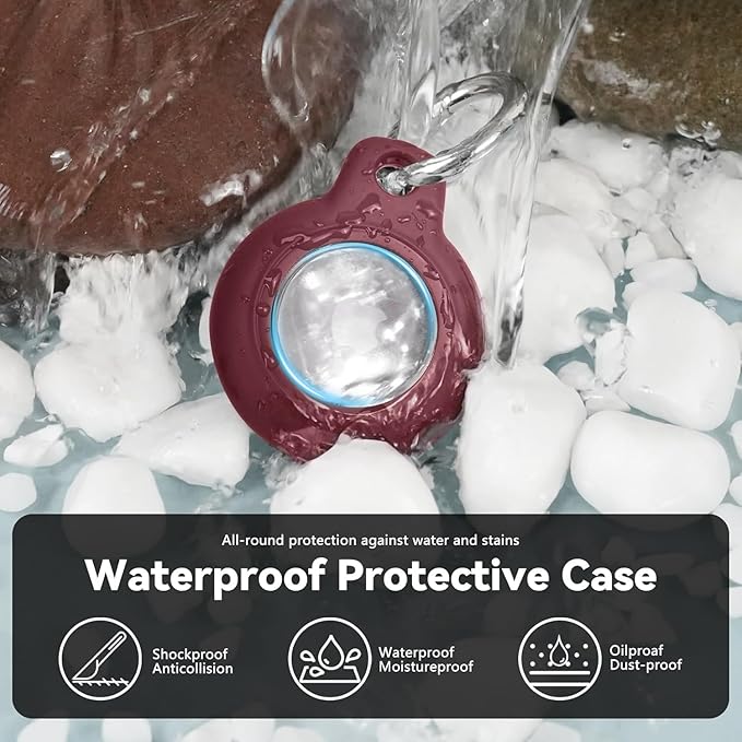 for Apple AirTag 2nd & 1st Gen, Waterproof Case for AirTag Holder Keychain,GPS Tracker Cover for Dog,Car Key,Luggage-B73-Black+Wine Red+White+Pink