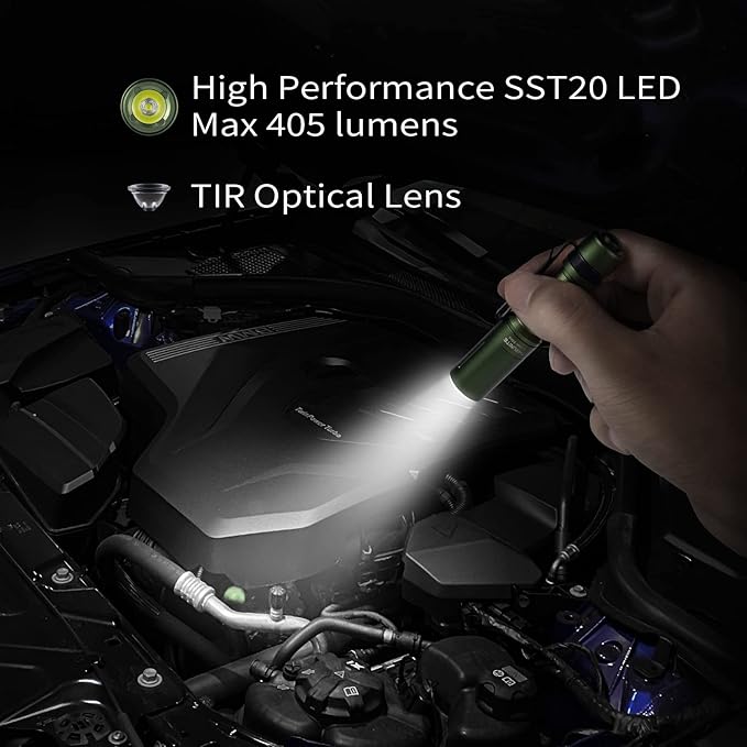 ThruNite Archer Mini Pocket EDC Pen Flashlight, USB-C Rechargeable Mini LED Flashlights, 405 Lumens Slim Pen Light with Clip for Inspection, Everyday Carry and Emergency Use - Dark Green Cool White