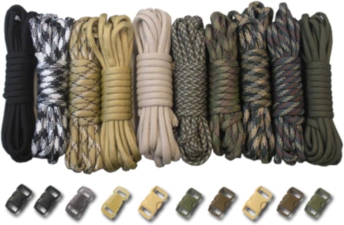 Paracord Planet 550lb Type III Paracord Combo Crafting Kits with Buckles