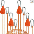 Longer 14ft Retractable Paracord Rope Tie Down Ratchet Strap Small Straps Mini Rope Cam Lock Tent Canopy Tie Down Adjustable Outdoor Windproof Tightener Tensioner Hanger Grow Light 4 Pack 1/8"