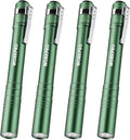 WORKPRO LED Pen Light, Aluminum Pen Flashlights, Pocket Flashlight with Clip for Inspection, Emergency, Everyday, 2AAA Batteries Include, Green(4-Pack)