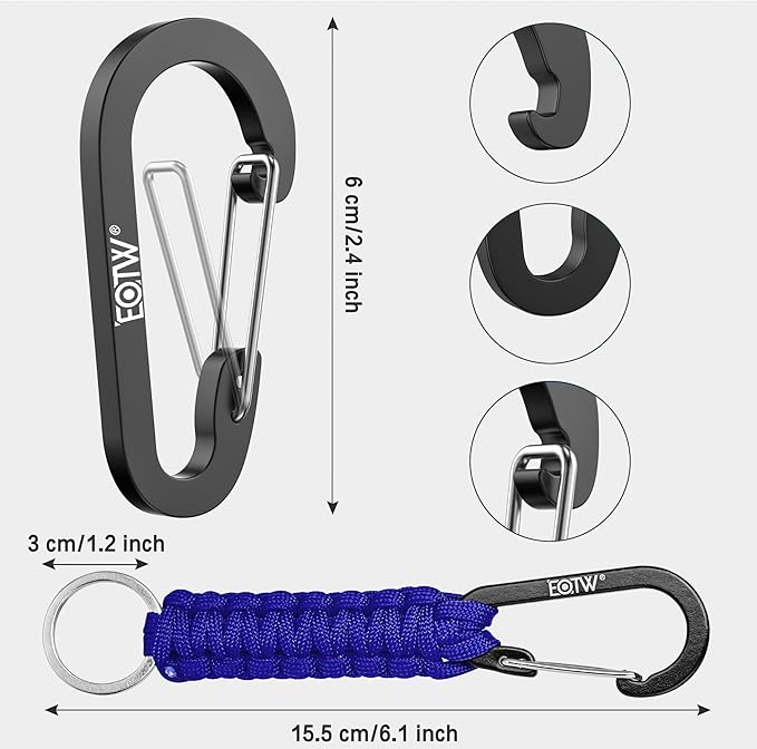 EOTW Paracord Keychain for Men Women Paracord Carabiner Backpack Keychain with Aluminum Clip for Camping Hiking Outdoor Gear