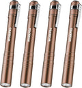 WORKPRO LED Pen Light, Aluminum Pen Flashlights, Pocket Flashlight with Clip for Inspection, Emergency, Everyday, 2AAA Batteries Include, Brown(4-Pack)