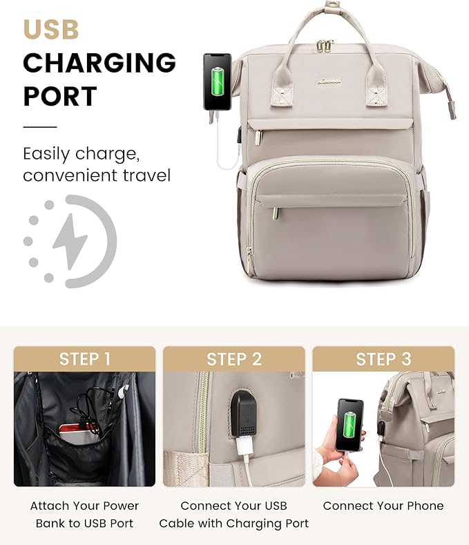 LOVEVOOK 17 inch Laptop Backpack Women, Large Travel Computer Back Pack with USB Charging Port, Anti Theft Backpack for Women Teacher Nurse Work, College Business, Dim Grey