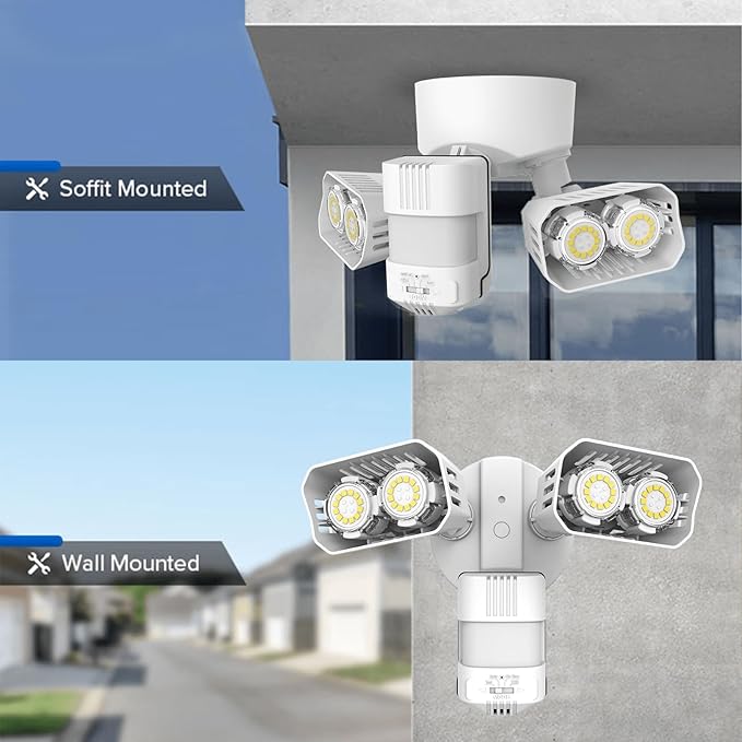 SANSI 28W 3500LM Motion Sensor Outdoor Lights, Flood Lights Outdoor Motion Sensor Security Lights Detector with 4 Mode 350W Equiv 5000K, IP65 Waterproof for Soffit, Garage, Yard (White) Hardwired