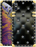 Compatible with iPhone Xs Max Case, Shiny Black Sofa Crystal Luxury Golden Decoration for Girl Women Soft TPU Shockproof Protective Hard PC Back for iPhone Xs Max