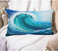 EKOBLA Sea Wave Lumber Pillow Cases Watercolor Painting Ocean Storm Landscape Linen Lumber Decorative Throw Cushion Cover Pillowcases for Bed Sofa Oblong Rectangle 12x20 Inches