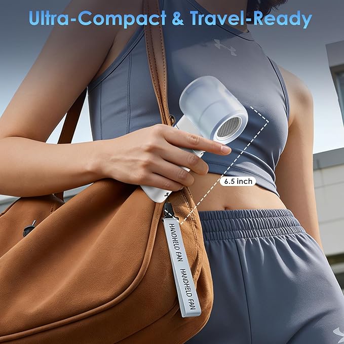 Portable Misting Fan Handheld Powerful Turbo Fan, 100 Speeds, 6000mAh Rechargeable Battery, LED Display, Spray Mist Personal Mini Fan for Travel, Beach, Outdoor Camping (Snow White)