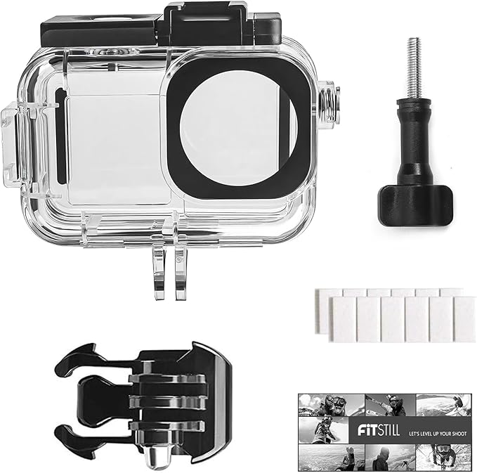 FitStill 196FT/60M Waterproof Case Compatible for DJI Osmo Action 5 Pro Action 4 Action 3,Underwater Diving Protective Cover Cage Shell Accessories Invisible Dive Housing for Action 5 Pro/4/3 Camera