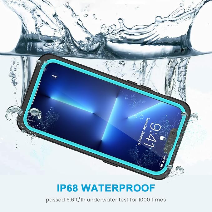 Lanhiem for iPhone 13 Pro Max Case, IP68 Waterproof Dustproof Shockproof Cases with Screen Protector, Full Body Protective Front and Back Cover for iPhone 13 Pro Max - 6.7 inch (Blue)