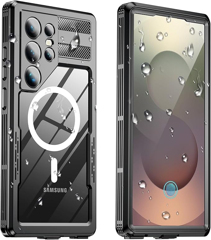 for Samsung Galaxy S25 Ultra Waterproof Case, [Fit for Magsafe] [IP68 Water Proof] [Built-in Screen Protector], Magnetic Heavy Duty Military Grade Rugged Phone Case for S 25 Ultra 6.9", Black