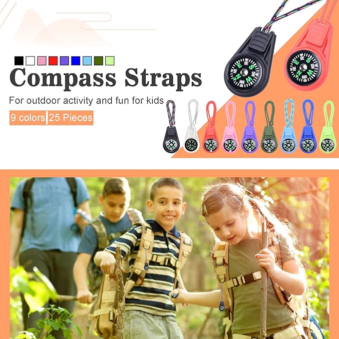 25 Pack Compass for Kids Mini Compasses Bulk Kids Toy Compass for Party Favor/Hiking/Scout Classroom Learning Directions