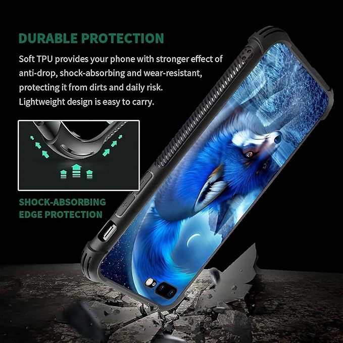 for iPhone 7 Plus/8 Plus Case, Snowy Mountain Fox Lake Pattern Graphic Design for Girl Boy, Soft Silicone Hard Acrylic Shock Protection