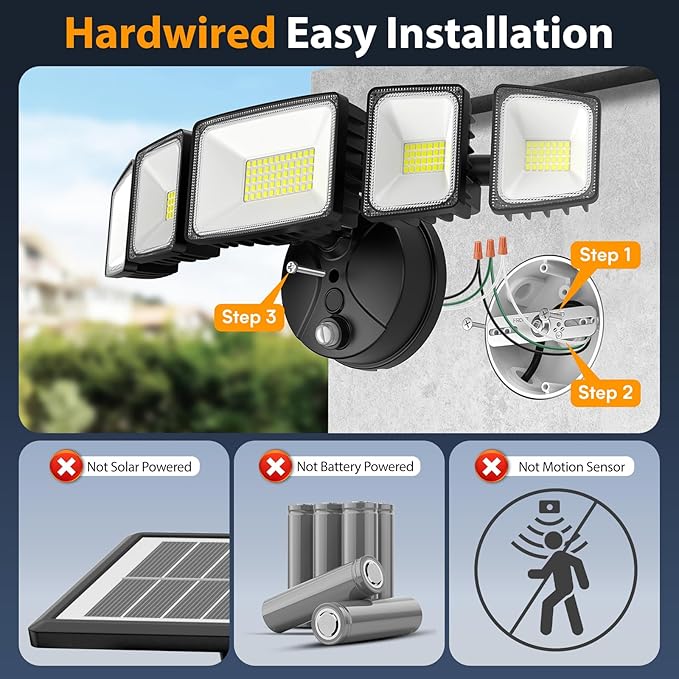 Onforu 120W 12000LM Dusk to Dawn Outdoor Lighting,5 Heads Flood Lights Outdoor,6500K Super Bright Automatic Outdoor Lighting,IP66 Waterproof Hardwired LED Security Lights for Garage,Yard,Outside