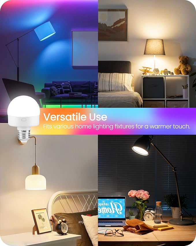 Rechargeable Light Bulbs with Remote Control, Battery Operated Light Bulbs, 3 Timer 15 Colors Selectable, Dimmable Wireless RGB LED Bulb for Wall Sconce, Non-Hardwired, 2 Pack, R01YBP206
