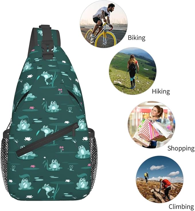 Funny Frogs In The Swamp Sling Bag For Women Men Fashion Backpack Crossbody Shoulder Bag Sling Backpack Chest Bag Travel Hiking Casual Sport Daypack