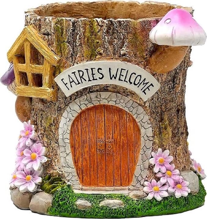 Spoontiques Fairy Flower Pot, Home Décor, Tabletop Decoration, Vase Window Décor, Indoor Outdoor Décor